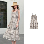 Patchwork-Print Sleeveless Midi Dress