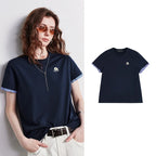 Plaid-Cuff Short-Sleeve Tee