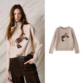 Horse-Motif Crewneck Sweater