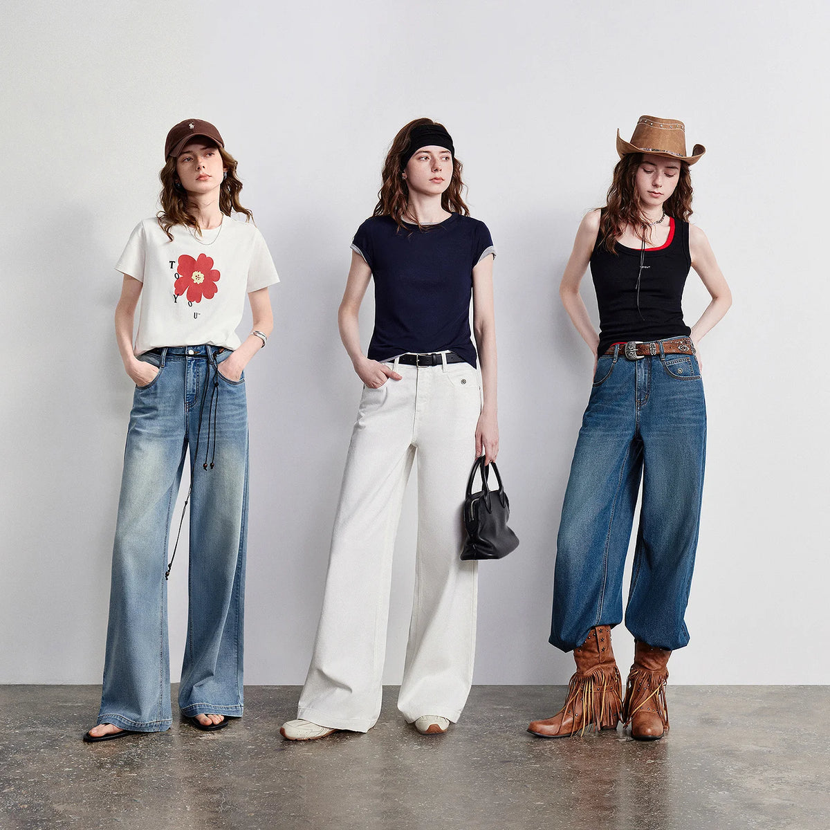 Washed Wide-Leg Jeans