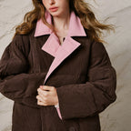 Contrast-Collar Quilted Jacket