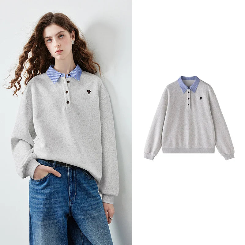 Layered-Look Polo Sweatshirt