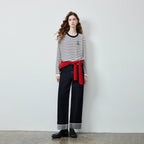 Striped Graphic Long-Sleeve Knit Top