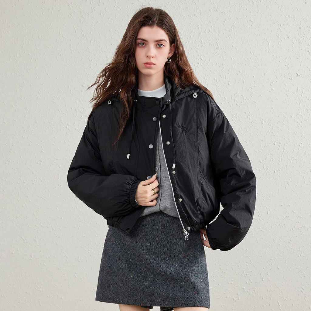 Hooded Zip-Front Longline Coat