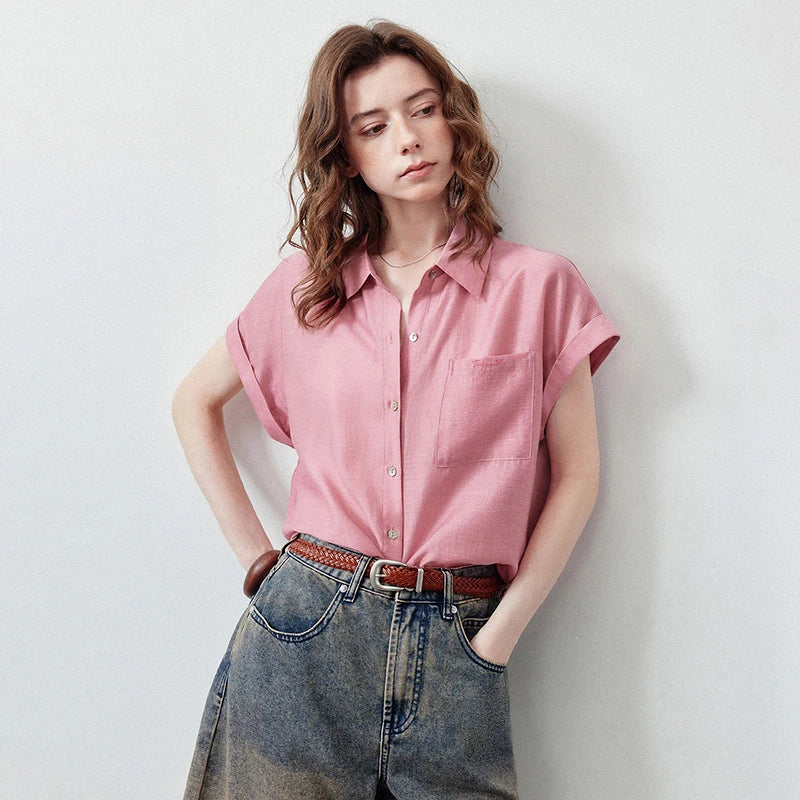 Cuffed Short-Sleeve Button-Up Shirt