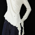 Scalloped-Hem Long-Sleeve Top