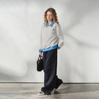 Contrast-Trim Collared Sweatshirt