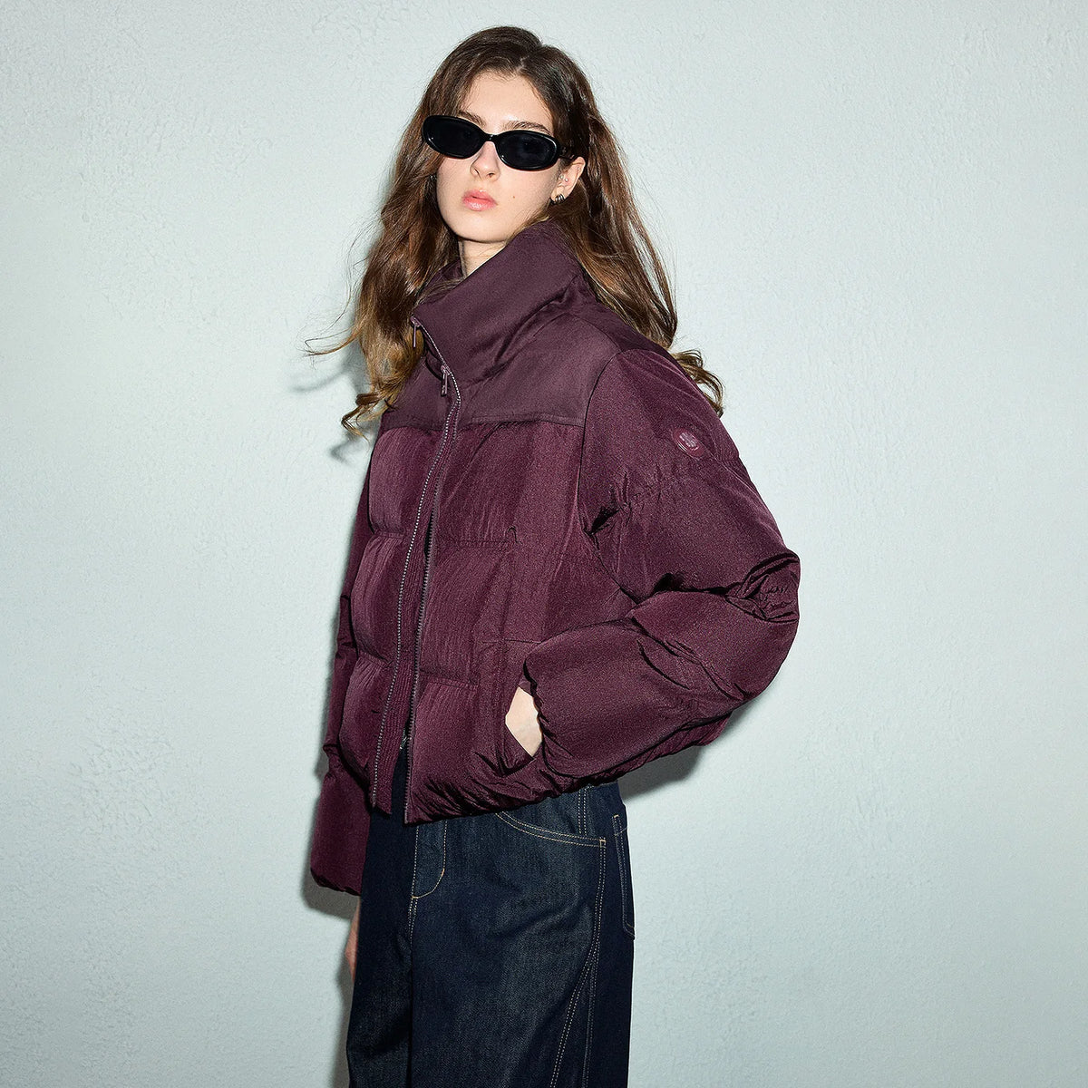 Cropped Zip Puffer Jacket