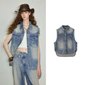 Longline Button-Front Denim Vest