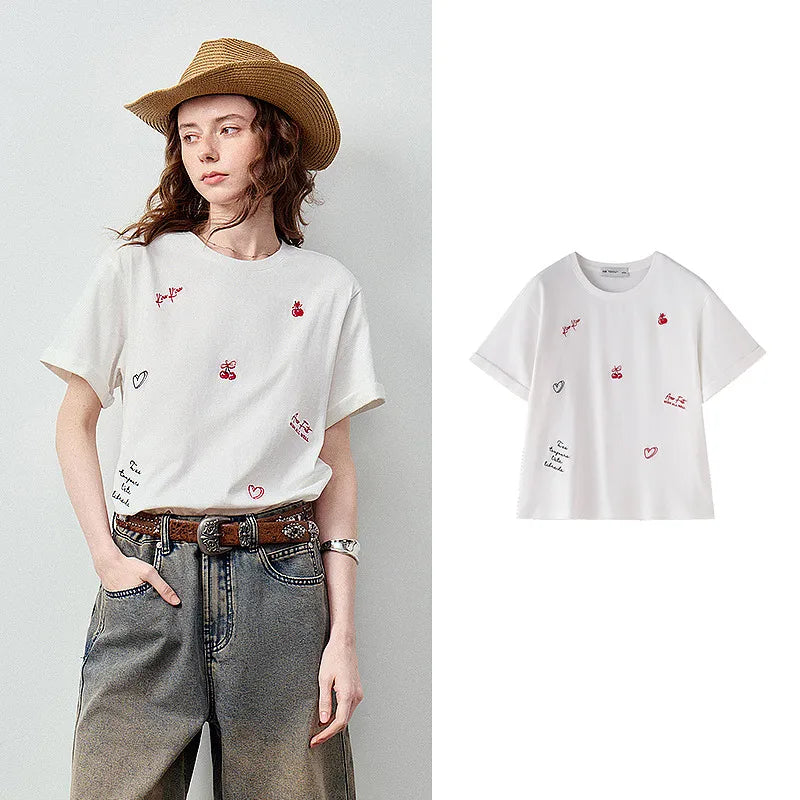 Scattered-Motif Crewneck Tee