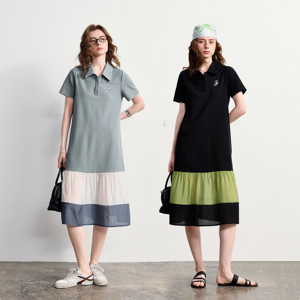 Colorblock Polo Midi Dress