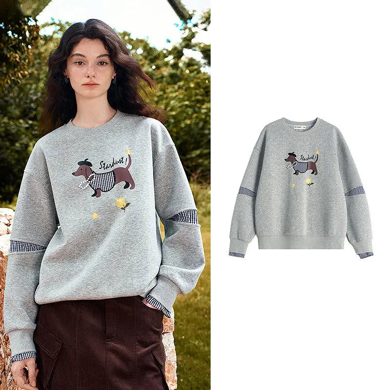 Dog Graphic Layered-Look Sweatshirt