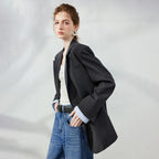 Contrast-Cuff Relaxed Blazer