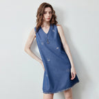 Sea-Motif V-Neck Mini Dress