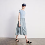 Short-Sleeve Paneled Midi Dress