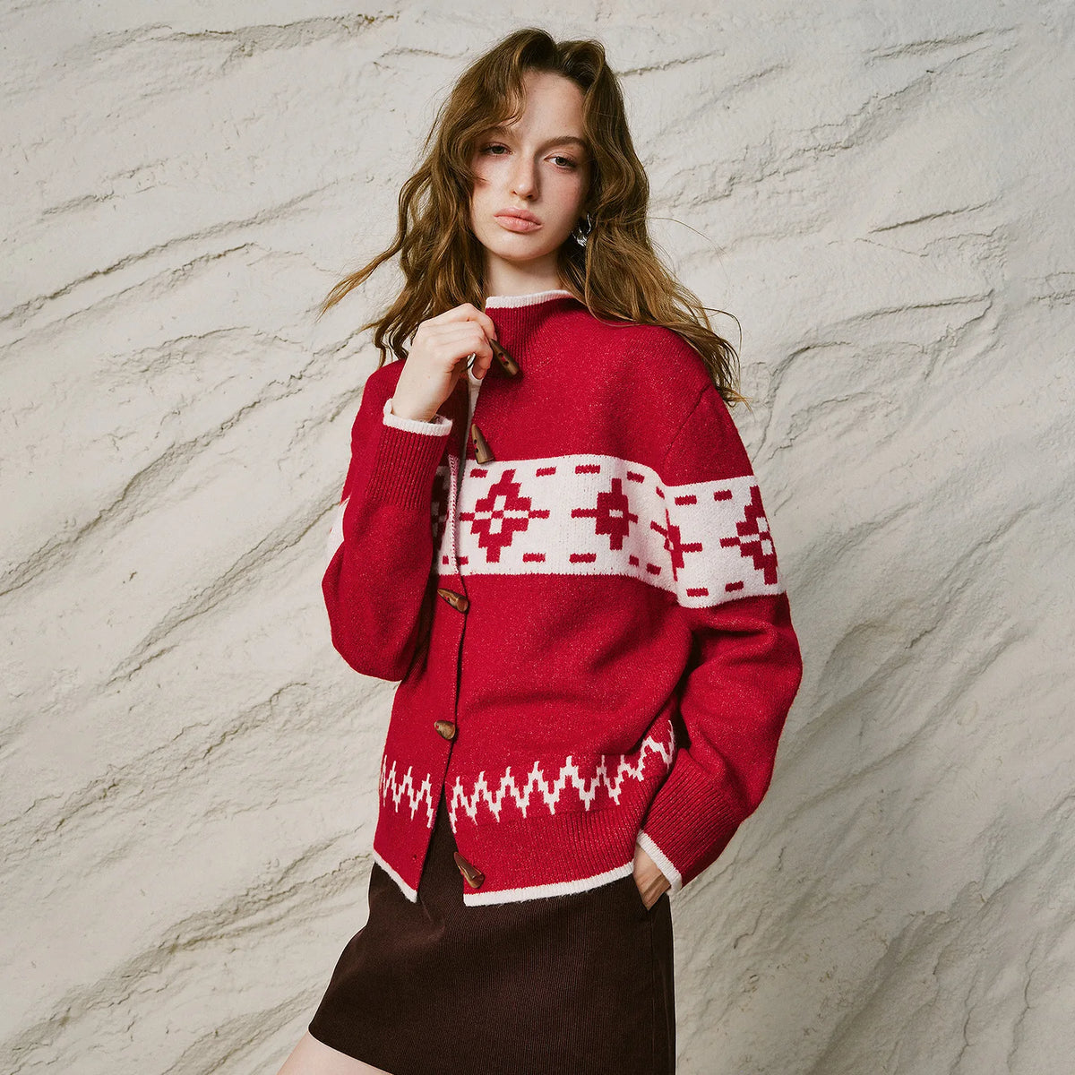 Fair Isle Toggle-Front Cardigan