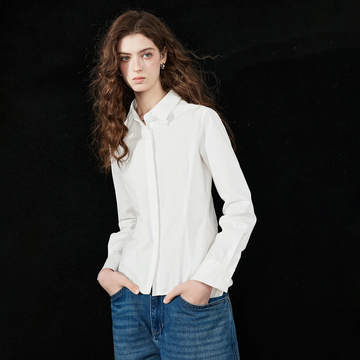 Seam-Detail Button-Front Shirt