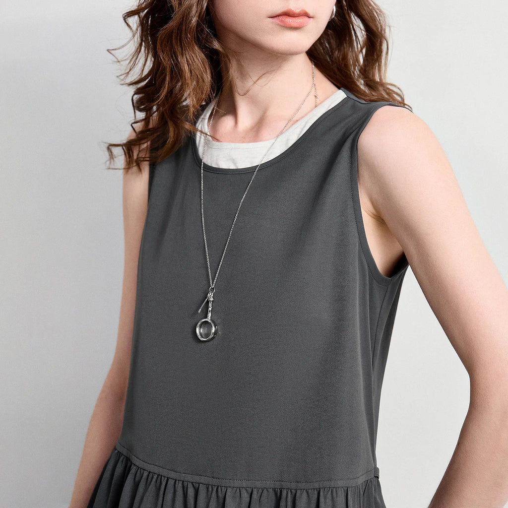 Sleeveless Gathered-Waist Midi Dress