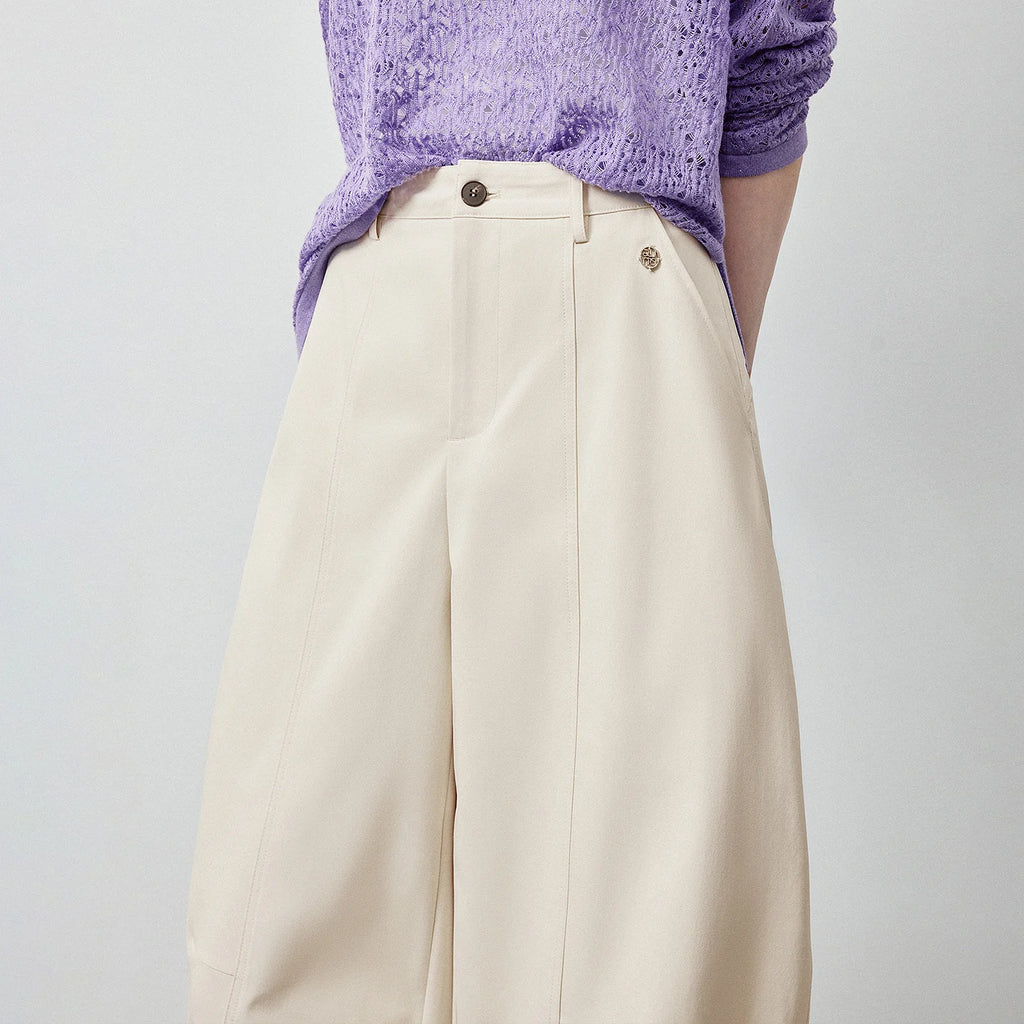 Curved-Seam Casual Pants