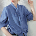 Checked Tie-Neck Blouse