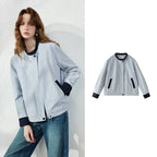 Contrast-Trim Stand-Collar Jacket