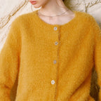 Fuzzy Crewneck Cardigan