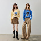 Flower-Motif Crewneck Sweater