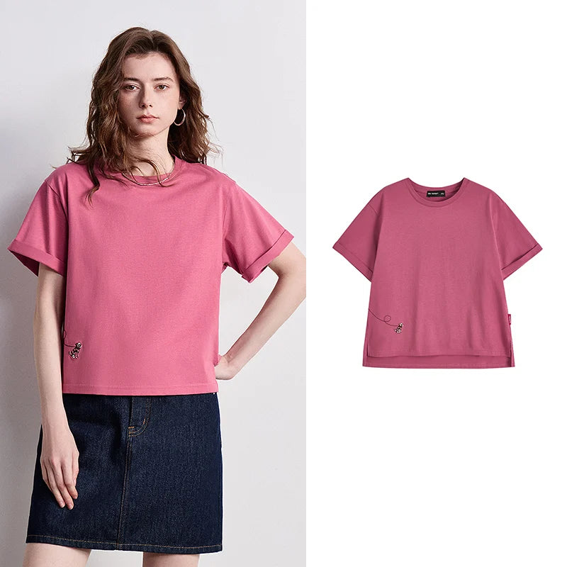 Motif-Detail Relaxed Crewneck Tee