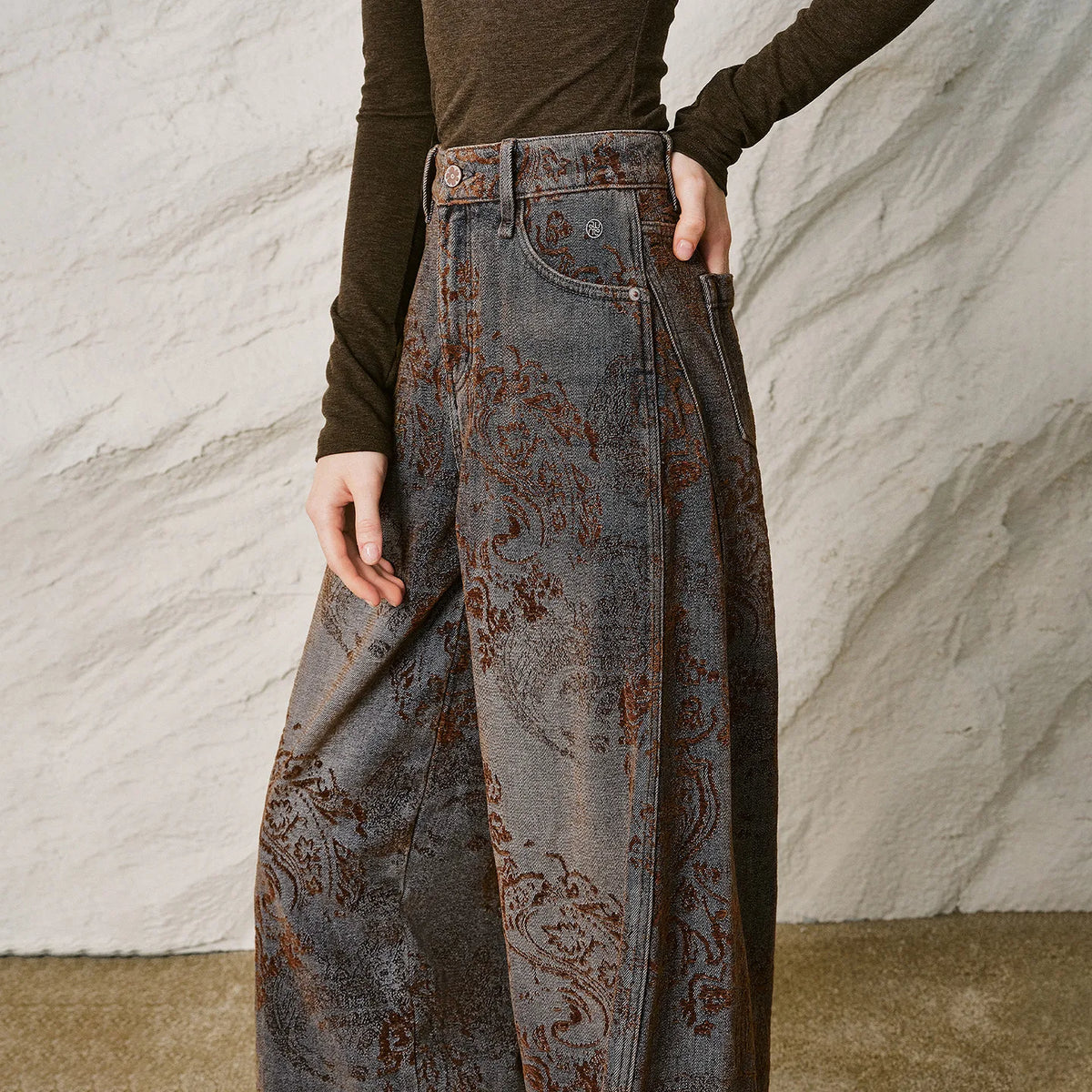 Paisley Wide-Leg Pants