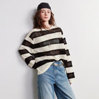 Striped Open-Knit Sweater