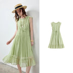 Ruffle-Sleeve Tiered Midi Dress