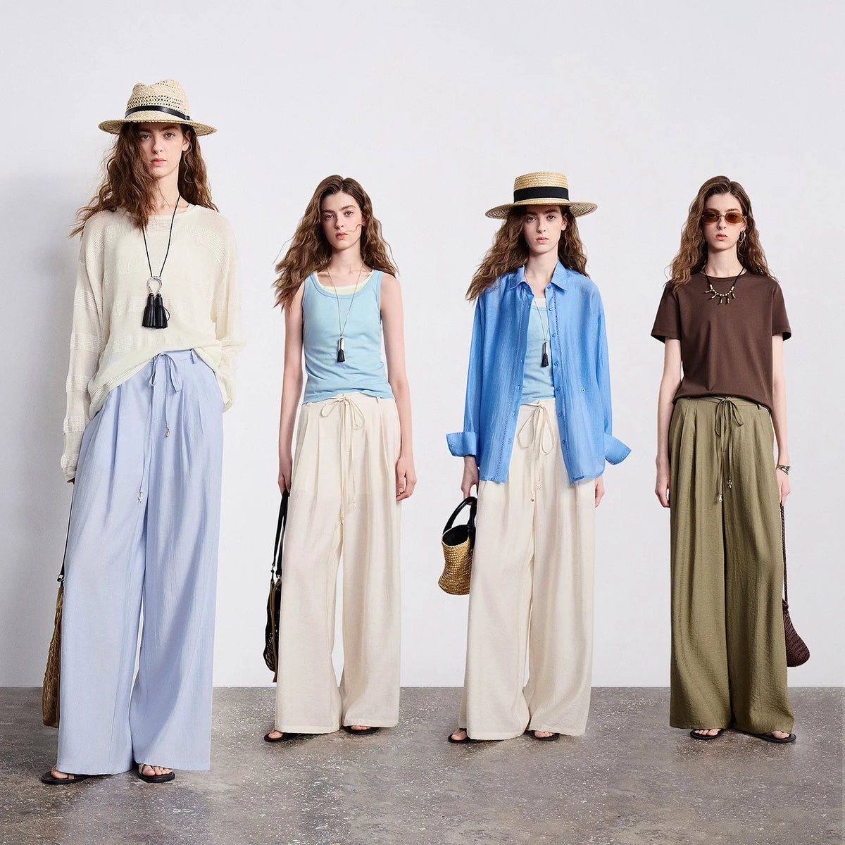 Drawstring Wide-Leg Pants