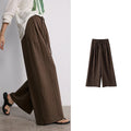 Draped Pleated Wide-Leg Pants
