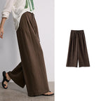 Draped Pleated Wide-Leg Pants