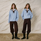 Tie-Neck Textured Sweatshirt