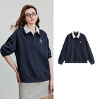 Contrast-Collar Sweatshirt