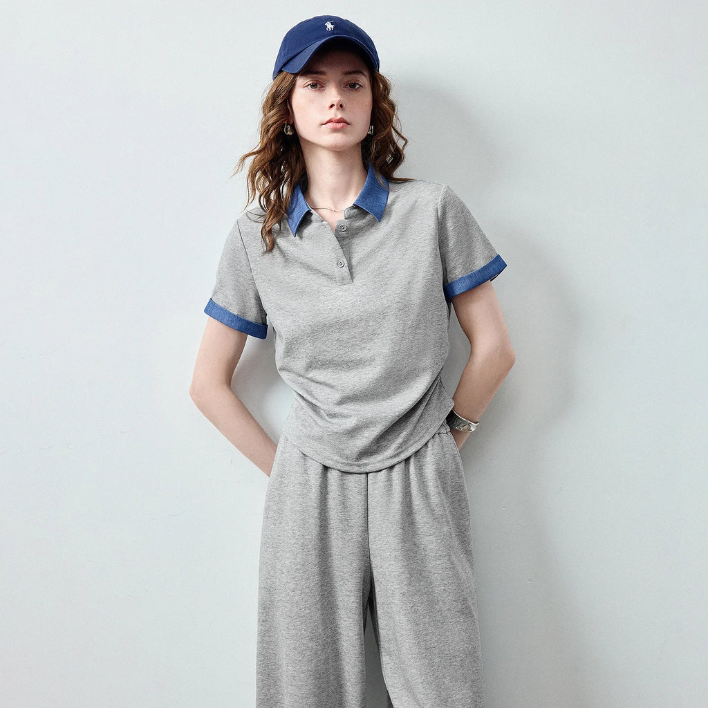 Polo Top and Wide-Leg Pants Set