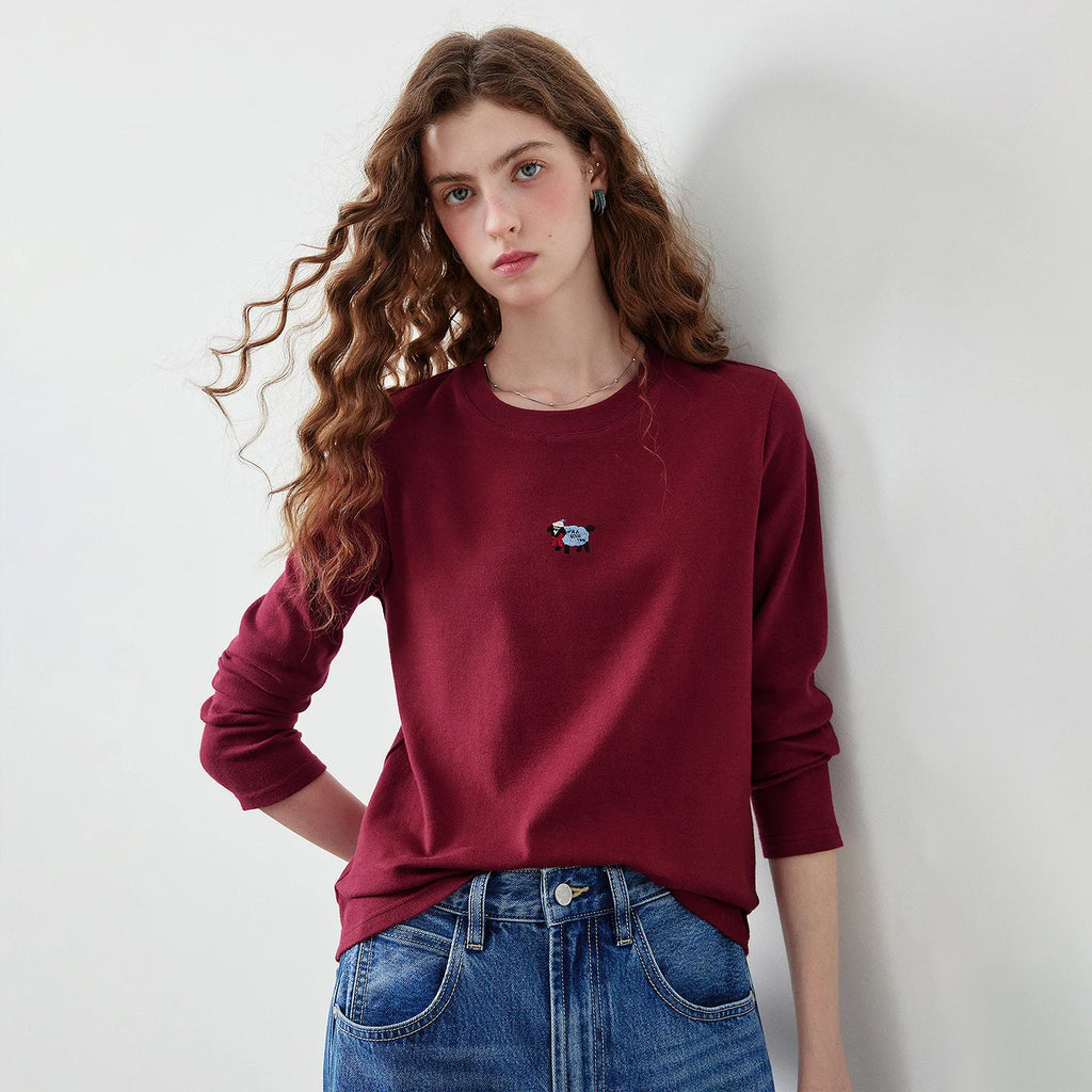 Lamb-Detail Long-Sleeve Tee