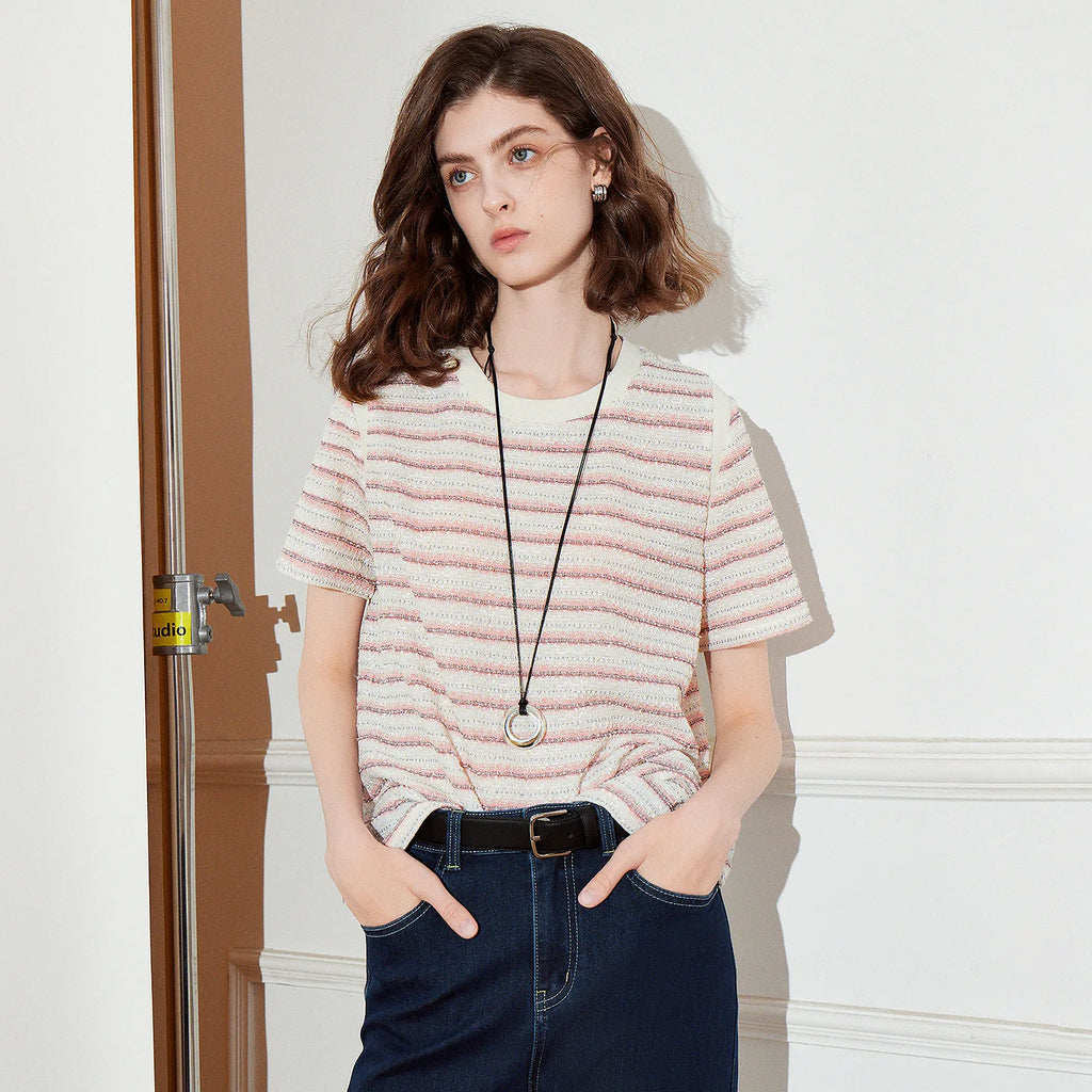 Striped Short-Sleeve Knit Top