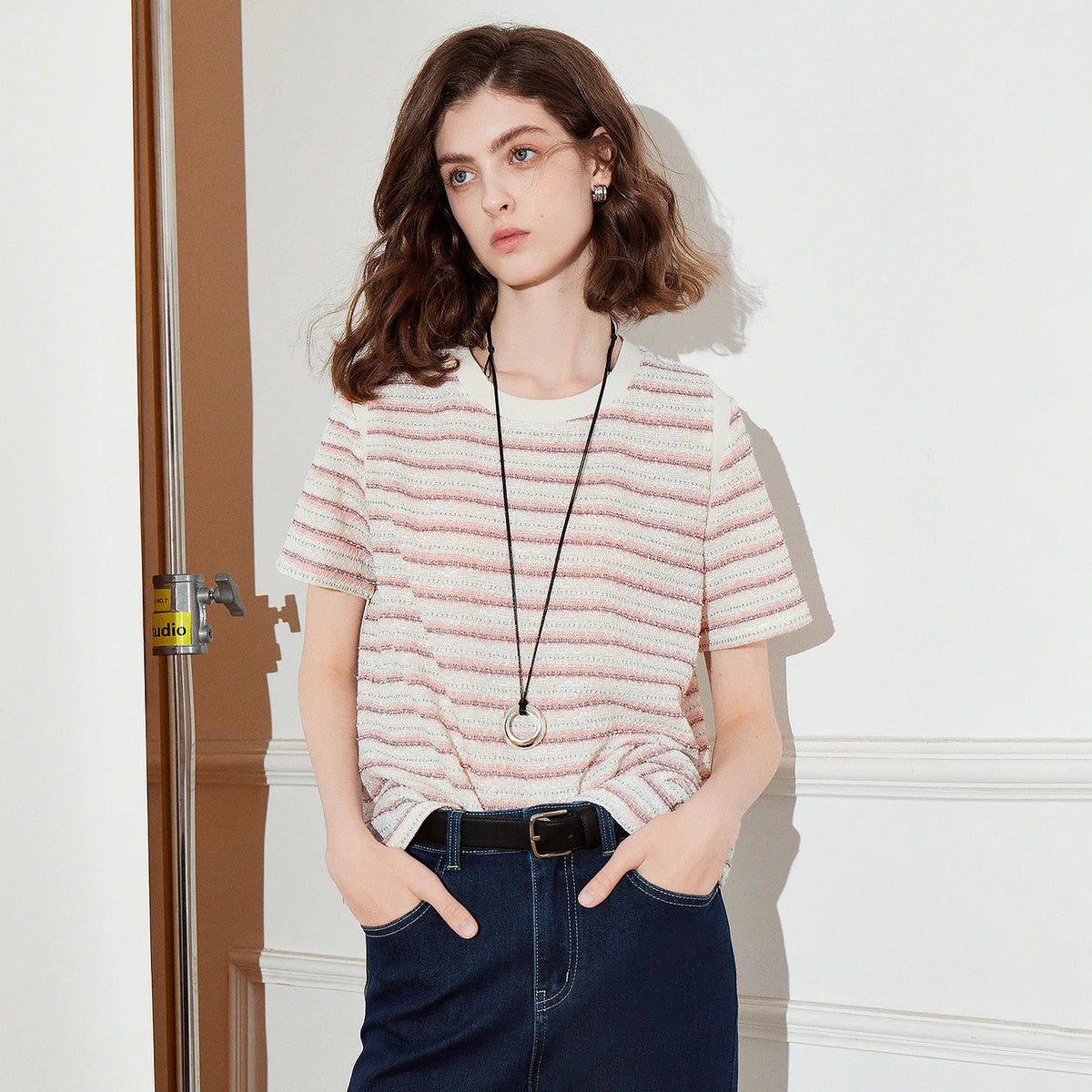 Striped Short-Sleeve Knit Top