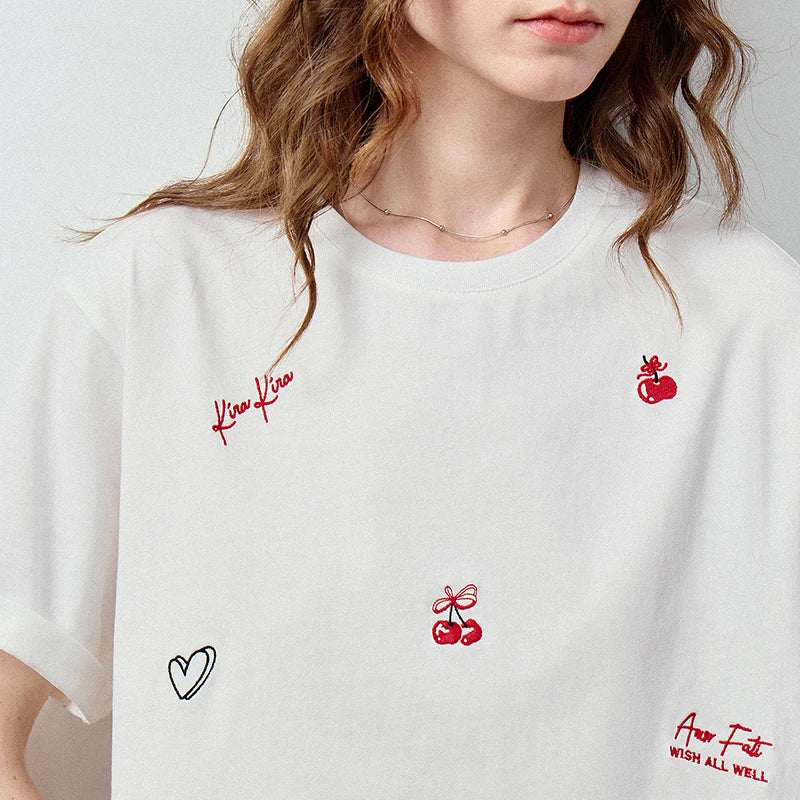 Scattered-Motif Crewneck Tee