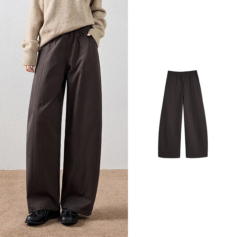 Seam-Detail Barrel-Leg Pants