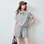 Polo Top and Drawstring Shorts Set