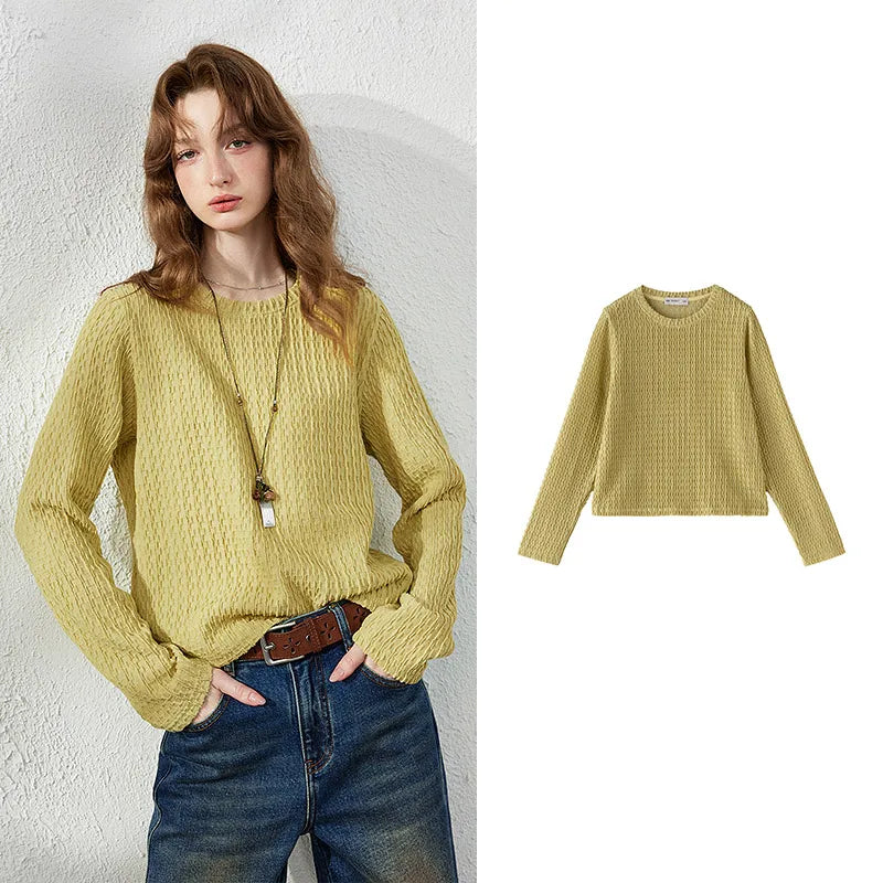 Textured Crewneck Knit Top
