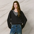 Layered-Look V-Neck Sweatshirt