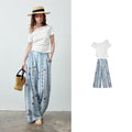 Off-Shoulder Top and Printed Pants Set