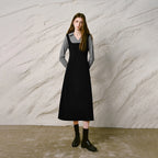 Square-Neck Midi Pinafore Dress