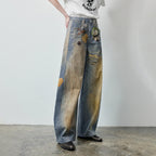 Graphic Curved-Leg Jeans