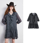 Plaid Ruffle-Front Mini Dress
