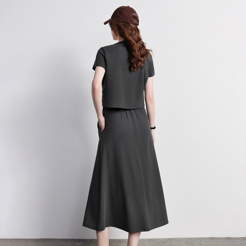 Asymmetric Tee and Midi Skirt Set